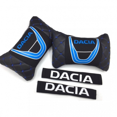 Dacia Uyumlu Yedek Parça Logolu Boyun Yastığı ve Emniyet Kemer Kılıfı Siyah
