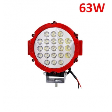 63W CRE Power Led Üniversal Yuvarlak Sis Lambası 21 Ledli Kırmızı