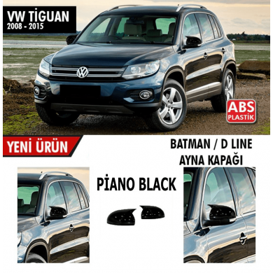 Volkswagen Tiguan 2008-2015 Uyumlu Yedek Parça Batman Yarasa Ayna Kapağı Sinyalli Piano Black