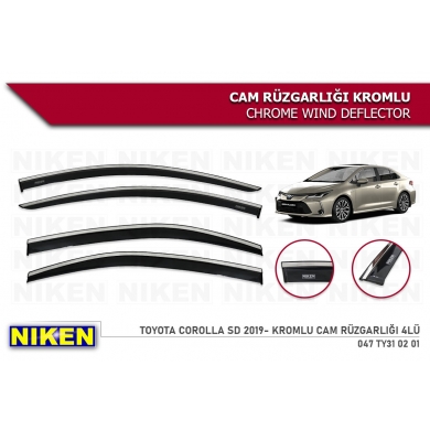 Toyota Corolla SD 2019- Uyumlu Yedek Parça Kromlu Cam Rüzgarlığı 4lü